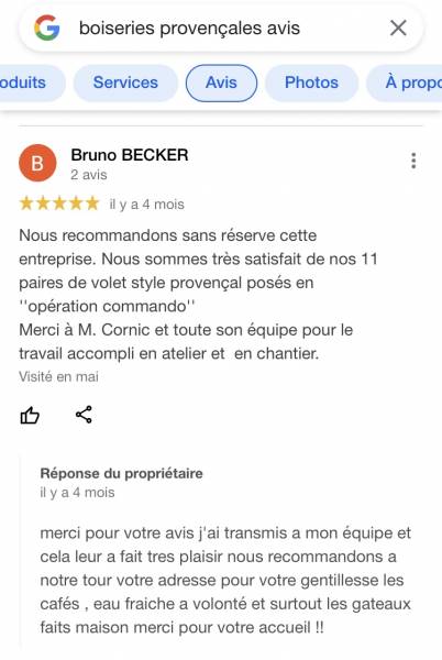 Avis Boiseries provencales