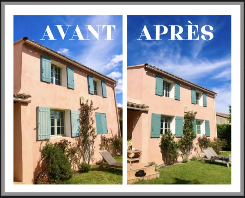Avant/après de notre réalisation de volets provençaux dans les Bouches du Rhône